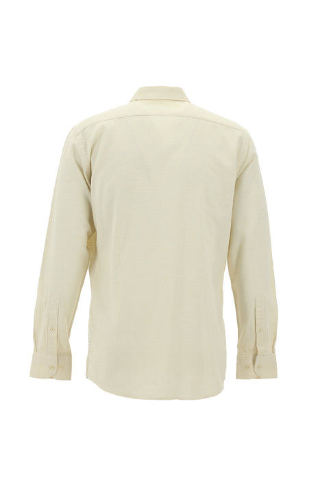 Açık Bej Uzun Kol Slim Fit Dar Kesim Spor Pamuk Gömlek