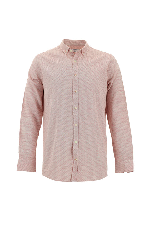 Mercan Kırmızı Uzun Kol Slim Fit Dar Kesim Spor Pamuk Gömlek