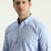 Açık Mavi Uzun Kol Slim Fit Dar Kesim Spor Pamuk Gömlek