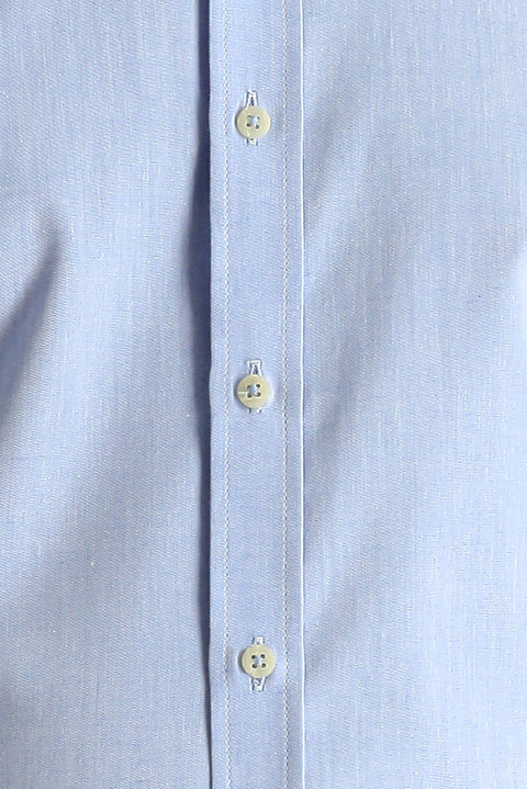 Açık Mavi Uzun Kol Slim Fit Dar Kesim Spor Pamuk Gömlek