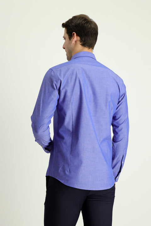 İndigo Uzun Kol Slim Fit Dar Kesim Spor Pamuk Gömlek