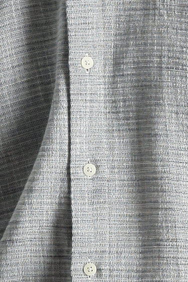 Orta Gri Uzun Kol Slim Fit Dar Kesim Keten Görünümlü Pamuk Spor Düğmeli Yaka Gömlek
