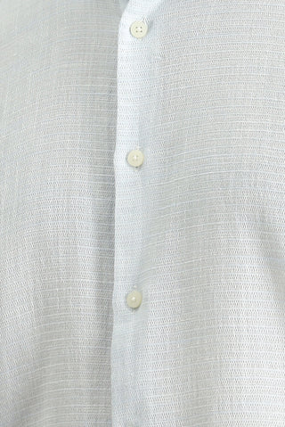  Uçuk Mavi Uzun Kol Slim Fit Dar Kesim Keten Görünümlü Pamuk Spor Düğmeli Yaka Gömlek