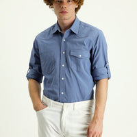 İndigo Uzun Kol Slim Fit Dar Kesim Pamuk Spor Gömlek