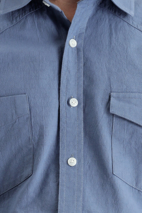 İndigo Uzun Kol Slim Fit Dar Kesim Pamuk Spor Gömlek