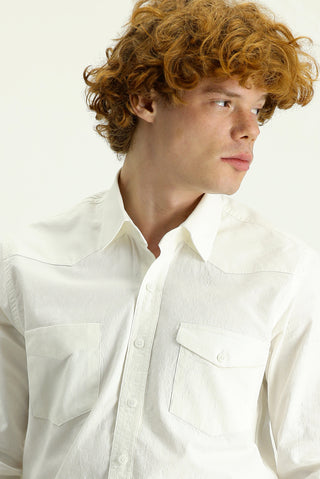  Beyaz Uzun Kol Slim Fit Dar Kesim Pamuk Spor Gömlek