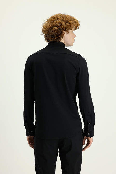 Siyah Techno-Line Uzun Kol Slim Fit Dar Kesim Spor Gömlek