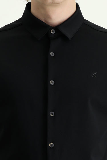 Siyah Techno-Line Uzun Kol Slim Fit Dar Kesim Spor Gömlek