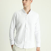 Beyaz Uzun Kol Slim Fit Dar Kesim Desenli Spor Pamuklu Kolay Ütülenebilir Düğmeli Yaka Gömlek