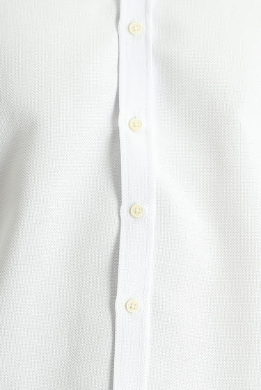  Beyaz Uzun Kol Slim Fit Dar Kesim Desenli Spor Pamuklu Kolay Ütülenebilir Düğmeli Yaka Gömlek