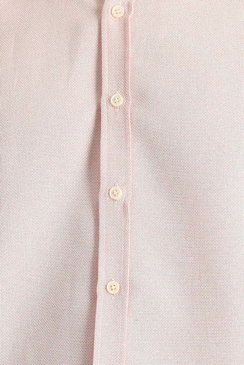 Açık Turuncu Uzun Kol Slim Fit Dar Kesim Desenli Spor Pamuklu Kolay Ütülenebilir Düğmeli Yaka Gömlek