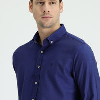 Orta Lacivert Uzun Kol Slim Fit Dar Kesim Spor Gömlek