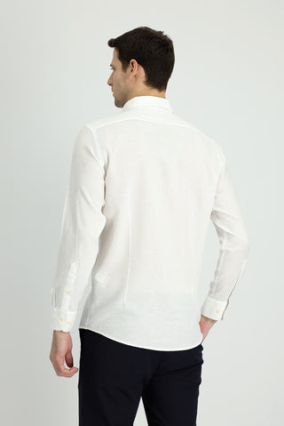  Beyaz Uzun Kol Slim Fit Dar Kesim Spor Gömlek