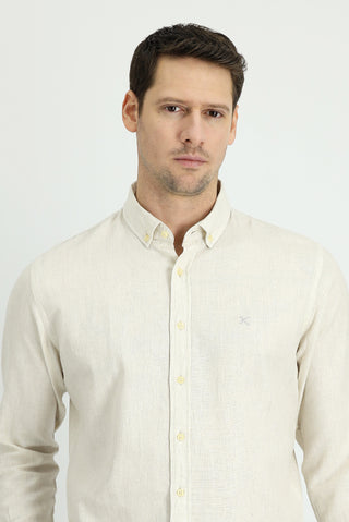  Krem Uzun Kol Slim Fit Dar Kesim Spor Gömlek-Ki??l?