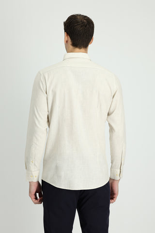  Krem Uzun Kol Slim Fit Dar Kesim Spor Gömlek-Ki??l?