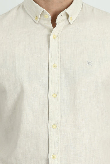  Krem Uzun Kol Slim Fit Dar Kesim Spor Gömlek