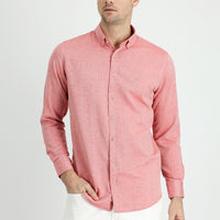 Mercan Kırmızı Uzun Kol Slim Fit Dar Kesim Spor Gömlek