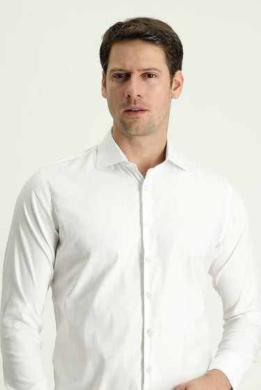  Beyaz Uzun Kol Slim Fit Dar Kesim Klasik Pamuklu Gömlek