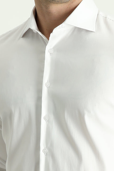 Beyaz Uzun Kol Slim Fit Dar Kesim Klasik Pamuklu Gömlek