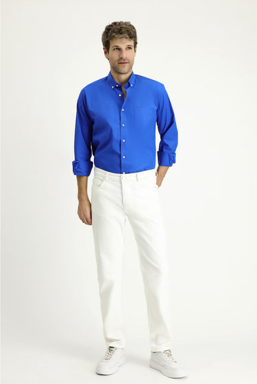 Saks Mavi Uzun Kol Regular Fit Pamuklu Gömlek