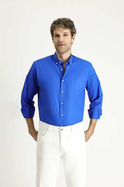 Saks Mavi Uzun Kol Regular Fit Pamuklu Gömlek