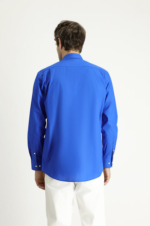 Saks Mavi Uzun Kol Regular Fit Pamuklu Gömlek