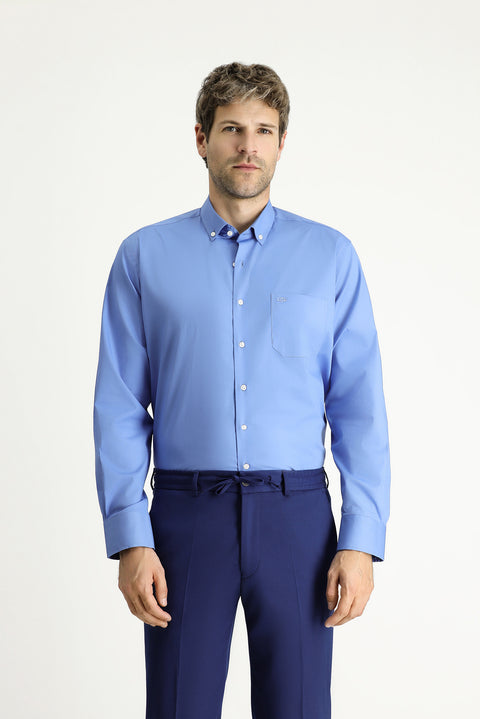 Koyu Mavi  Uzun Kol Regular Fit Pamuklu Gömlek