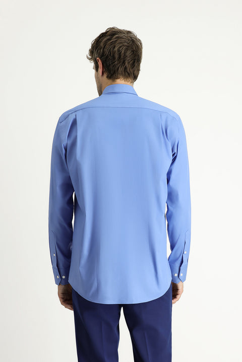 Koyu Mavi  Uzun Kol Regular Fit Pamuklu Gömlek