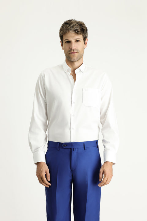 White Long Sleeve Regular Fit Cotton Shirt