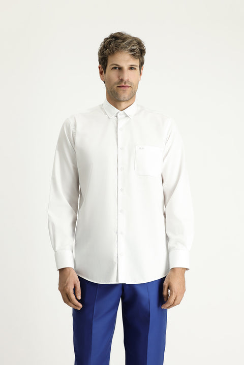 White Long Sleeve Regular Fit Cotton Shirt