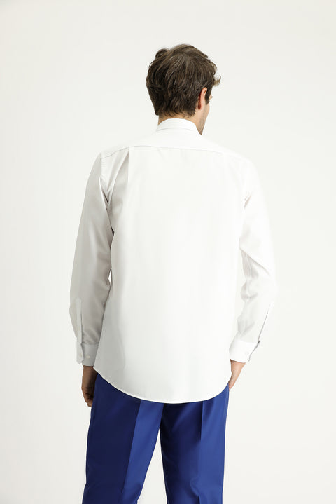 White Long Sleeve Regular Fit Cotton Shirt
