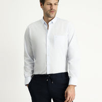 Uçuk Mavi Uzun Kol Regular Fit Desenli Spor Pamuklu Gömlek