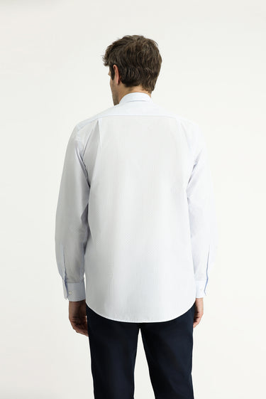 Uçuk Mavi Uzun Kol Regular Fit Desenli Spor Pamuklu Gömlek