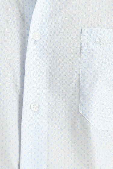 Uçuk Mavi Uzun Kol Regular Fit Desenli Spor Pamuklu Gömlek