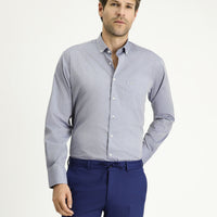 Açık Mavi Uzun Kol Regular Fit Desenli Spor Pamuklu Gömlek