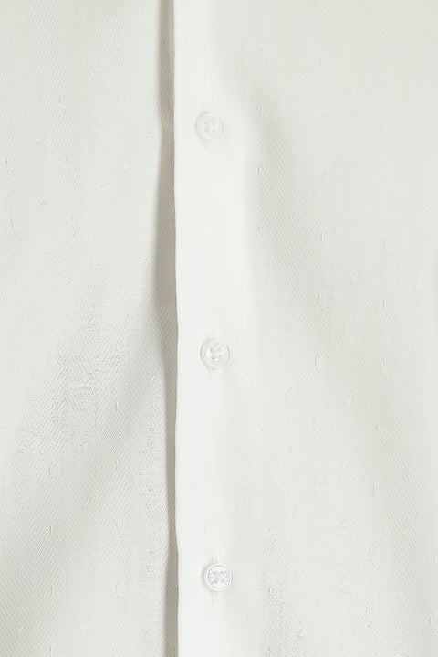 Beyaz Kısa Kol Regular Fit Desenli Pamuk Gömlek