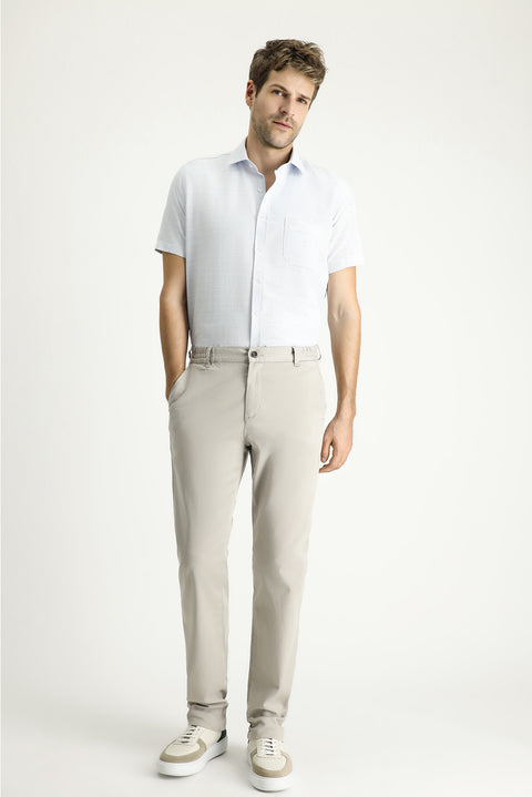 Uçuk Mavi Kısa Kol Regular Fit Desenli Pamuklu Gömlek