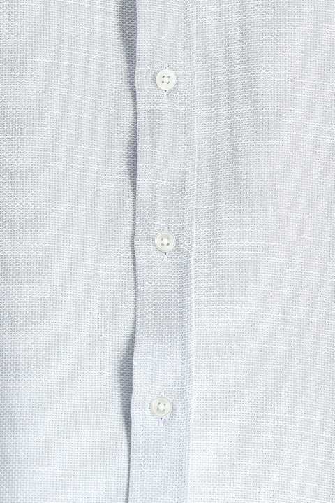 Uçuk Mavi Kısa Kol Regular Fit Desenli Pamuklu Gömlek