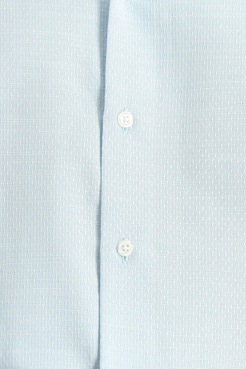 Açık Mavi Kısa Kol Regular Fit Desenli Pamuklu Gömlek