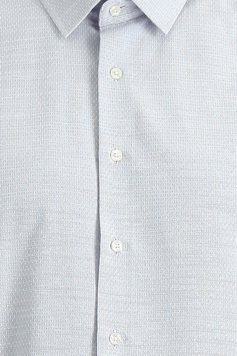 Koyu Mavi  Kısa Kol Regular Fit Desenli Pamuklu Gömlek