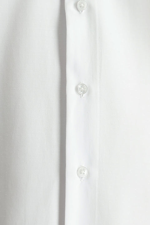 White Short-Sleeve Regular Fit Cotton Shirt