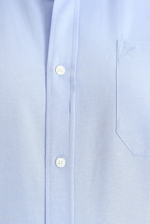 Açık Mavi Kısa Kol Regular Fit Pamuklu Gömlek