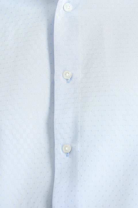 Uçuk Mavi Kısa Kol Regular Fit Desenli Pamuklu Kolay Ütülenebilir Gömlek