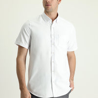 Beyaz Kısa Kol Regular Fit Spor Pamuklu Düğmeli Yaka Gömlek