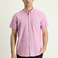 Orta Mor Kısa Kol Regular Fit Spor Pamuklu Düğmeli Yaka Gömlek
