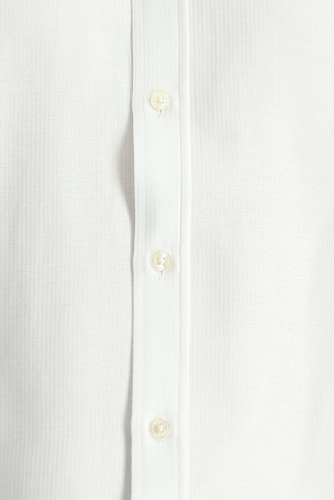 Beyaz Kısa Kol Regular Fit Çizgili Pamuklu Gömlek