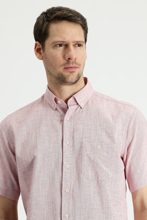 Light Red Short Sleeve Regular Fit Cotton Sports Shirt
