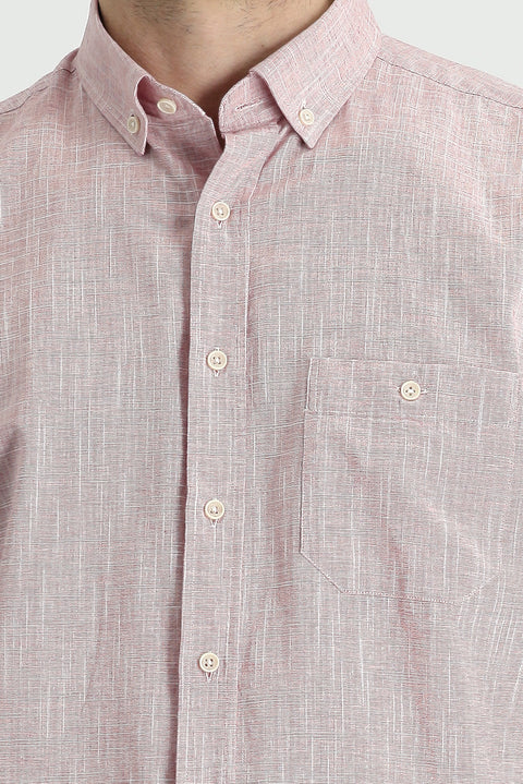 Light Red Short Sleeve Regular Fit Cotton Sports Shirt