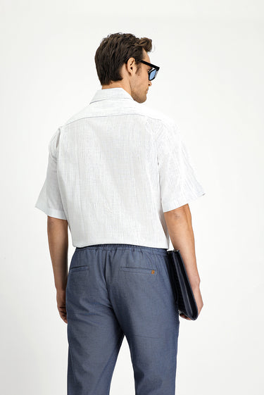 Açık Mavi Kısa Kol Regular Fit Düğmeli Yaka Pamuk Gömlek