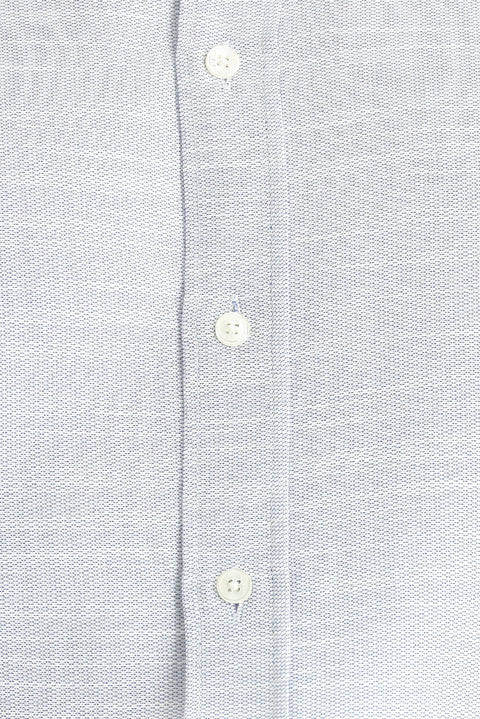 Mavi Kısa Kol Regular Fit Keten Görünümlü Pamuklu Gömlek